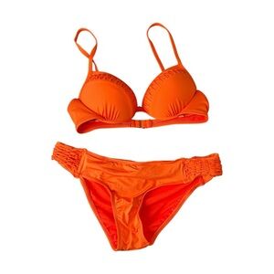 Y2K NWOT Apt 9 Women's Swim Bikini set Swimsuit Sz L‎ Orange Push Up Underwired